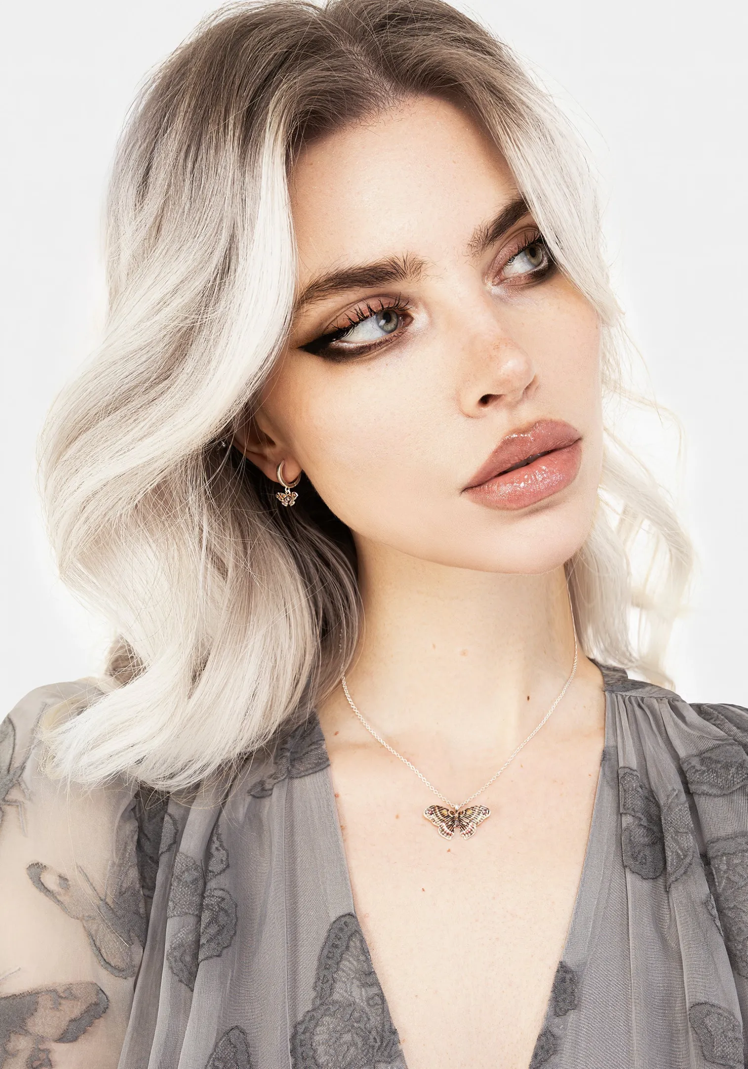 Cyrus Moth Charm Hoop Earrings