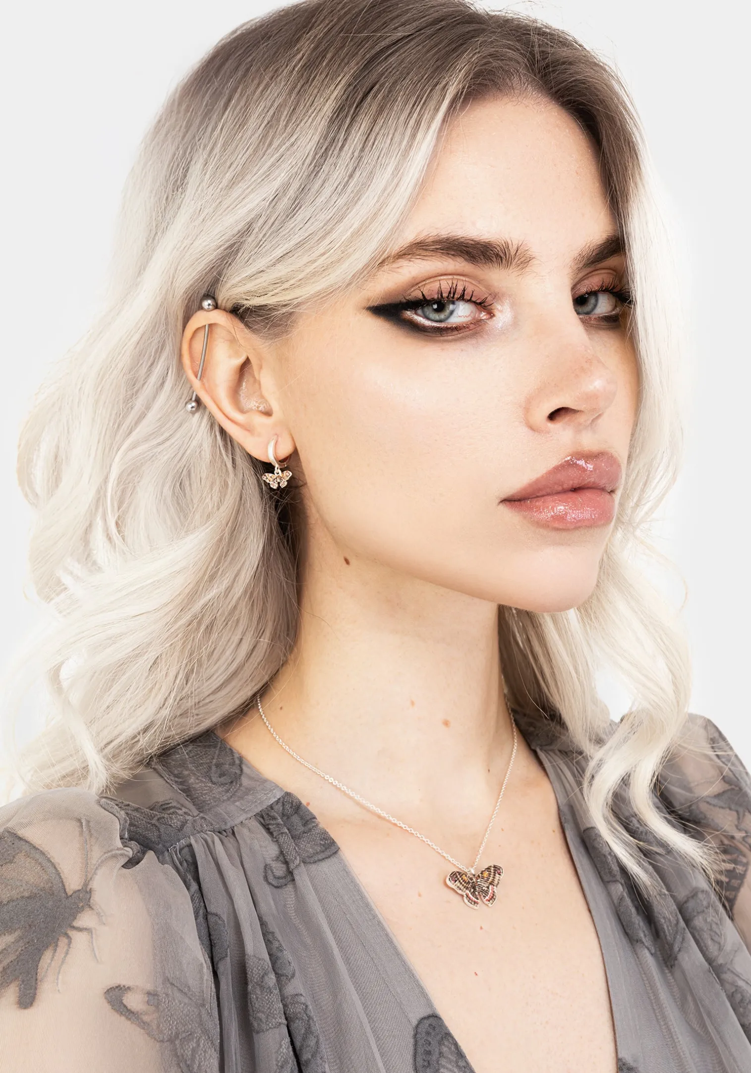 Cyrus Moth Charm Hoop Earrings