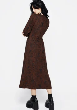Daemonologie Woodcut Print Button Up Midaxi Dress