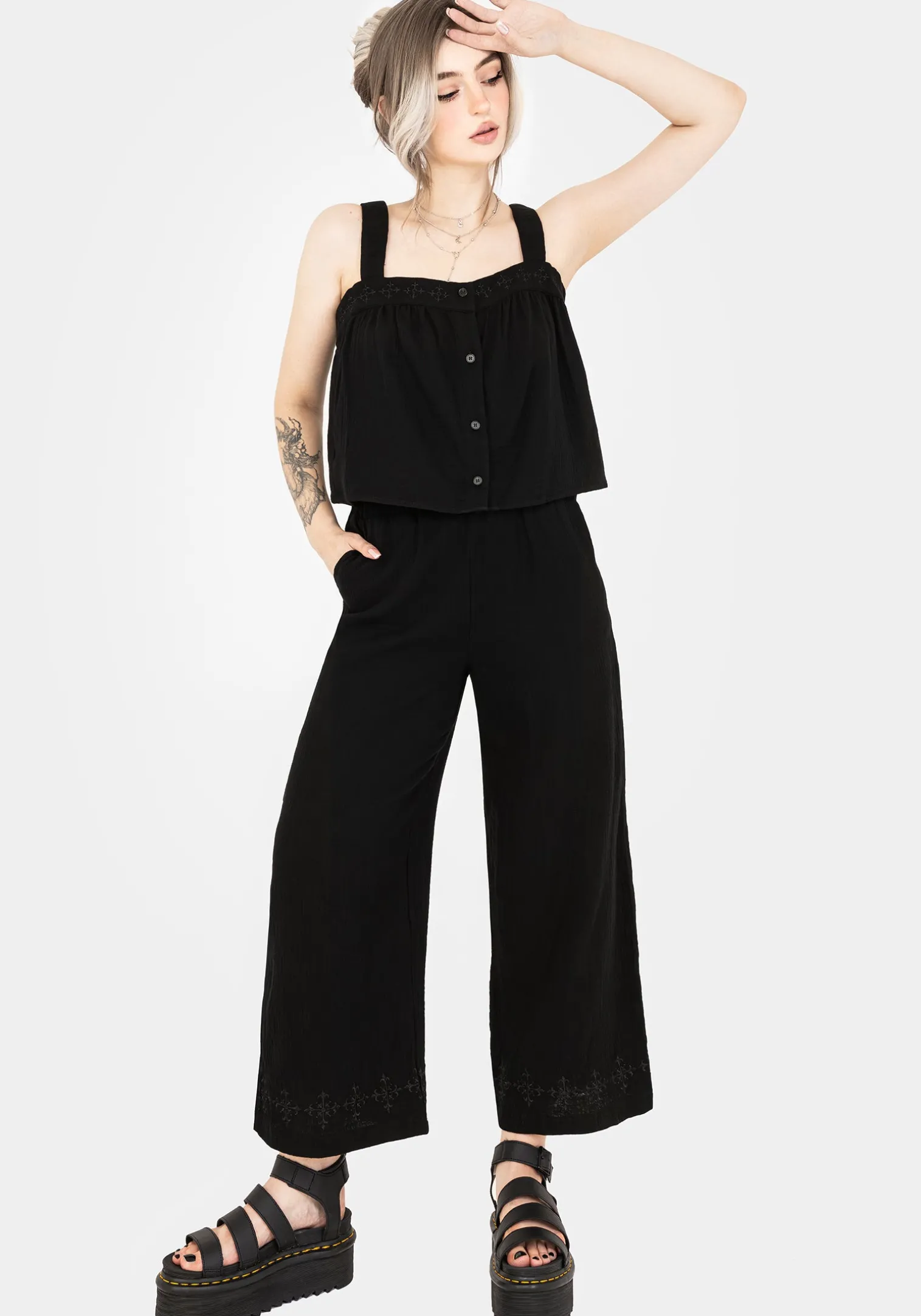 Damara Embroidered Cotton Culottes