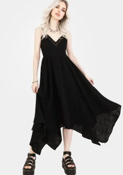 Damara Embroidered Cotton Hanky Hem Midaxi Dress