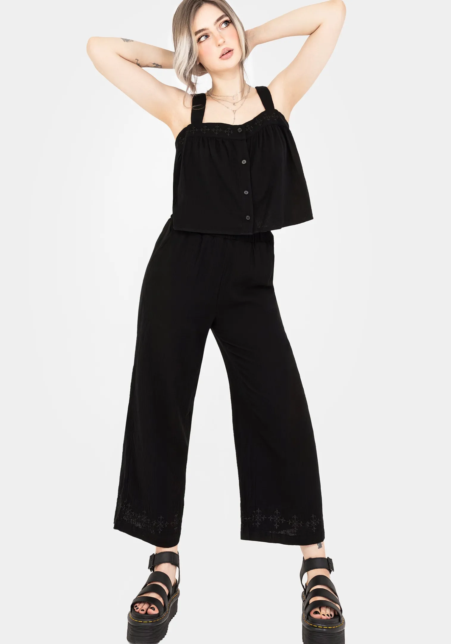Damara Embroidered Cotton Button Up Blouse