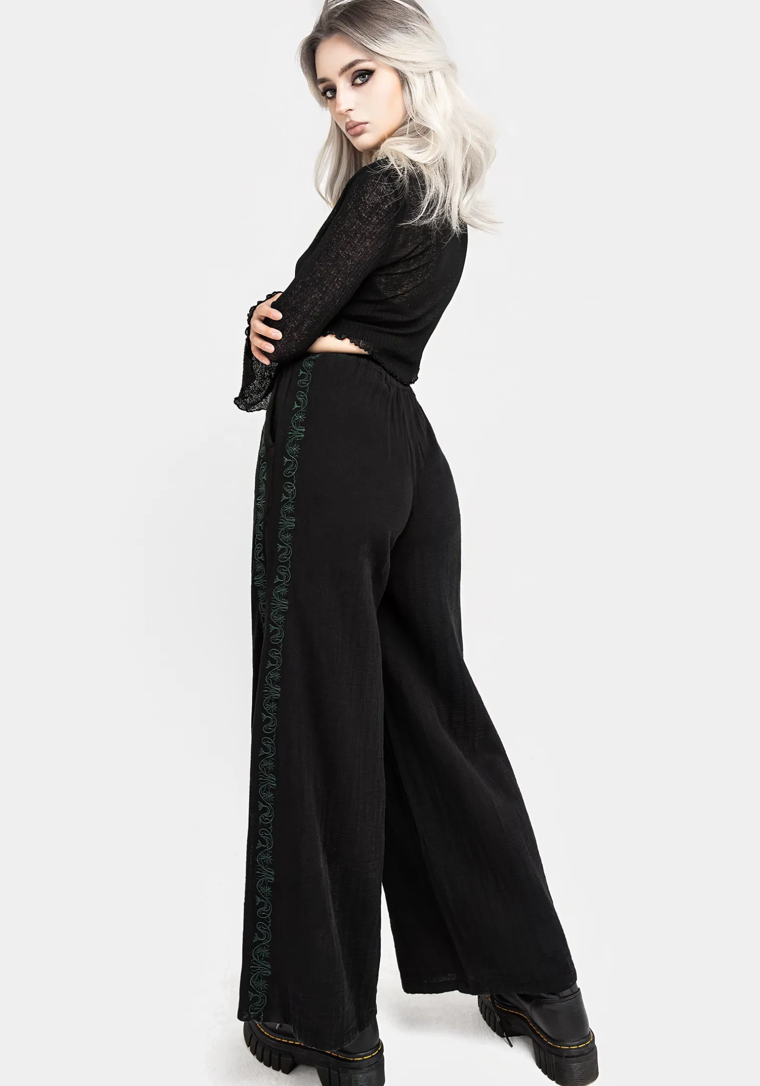 Damiana Embroidered Cotton Trousers