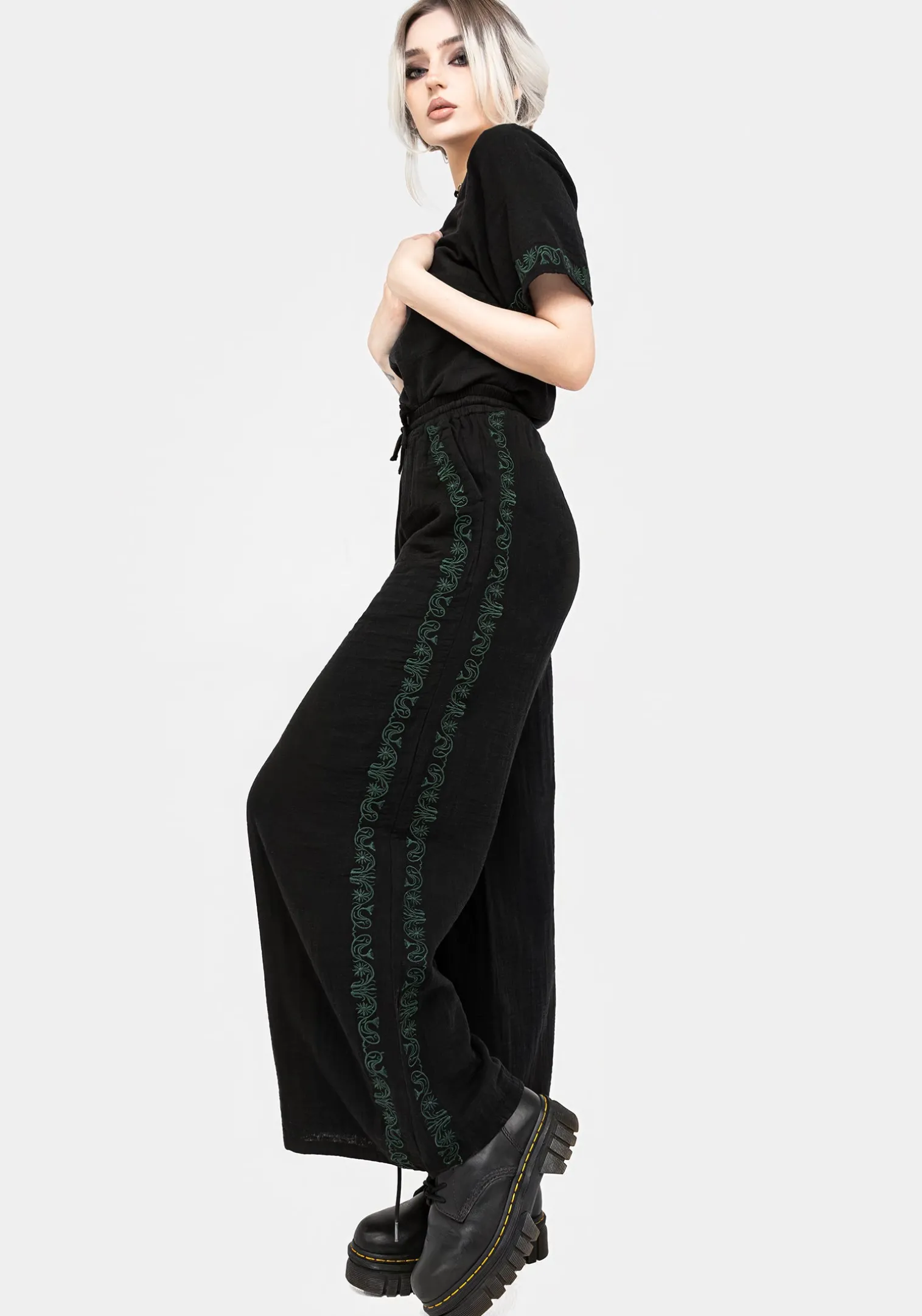 Damiana Embroidered Cotton Trousers