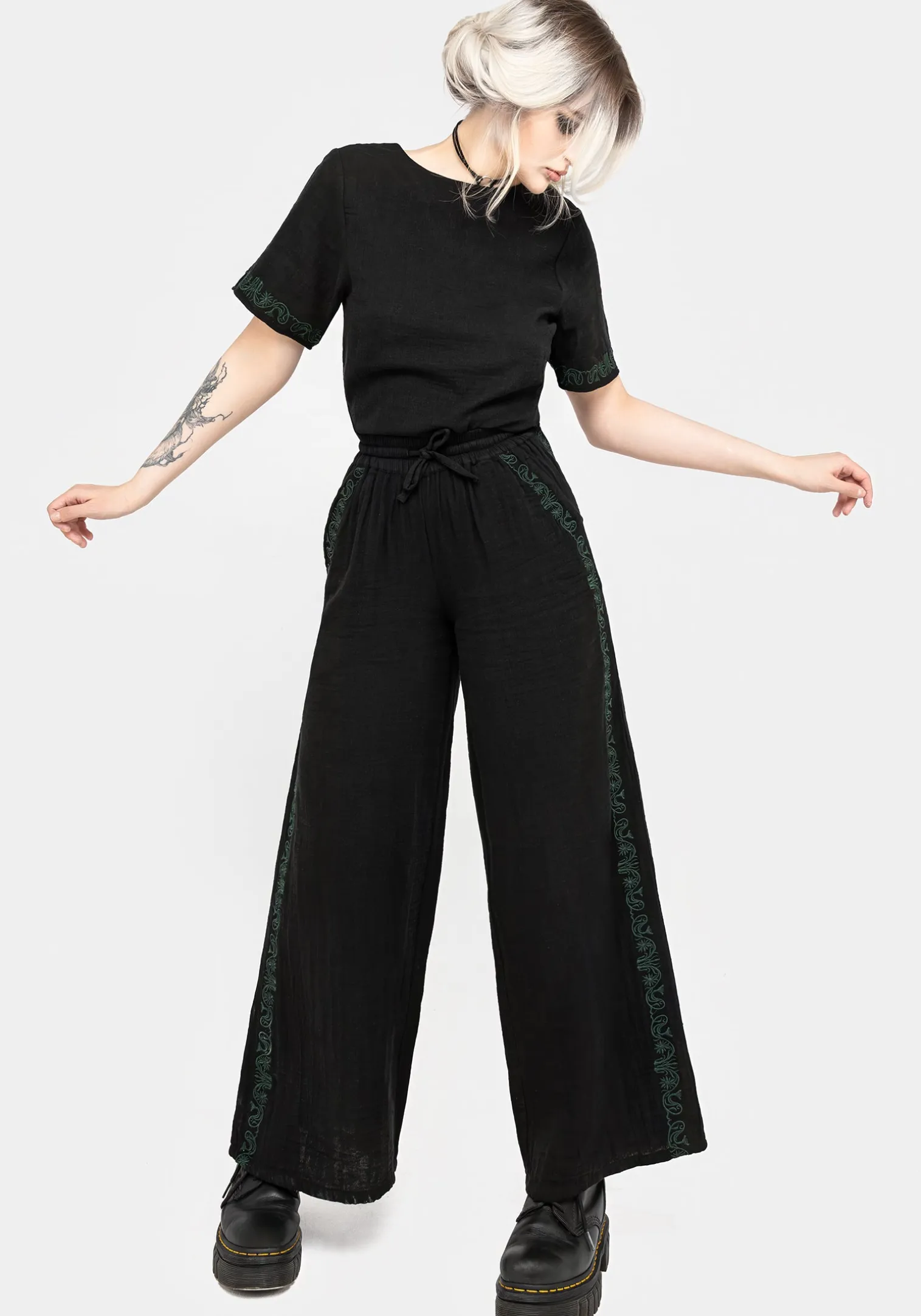 Damiana Embroidered Cotton Trousers