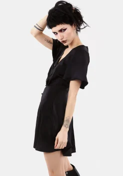 Damozel Fit And Flare V Neck Mini Dress