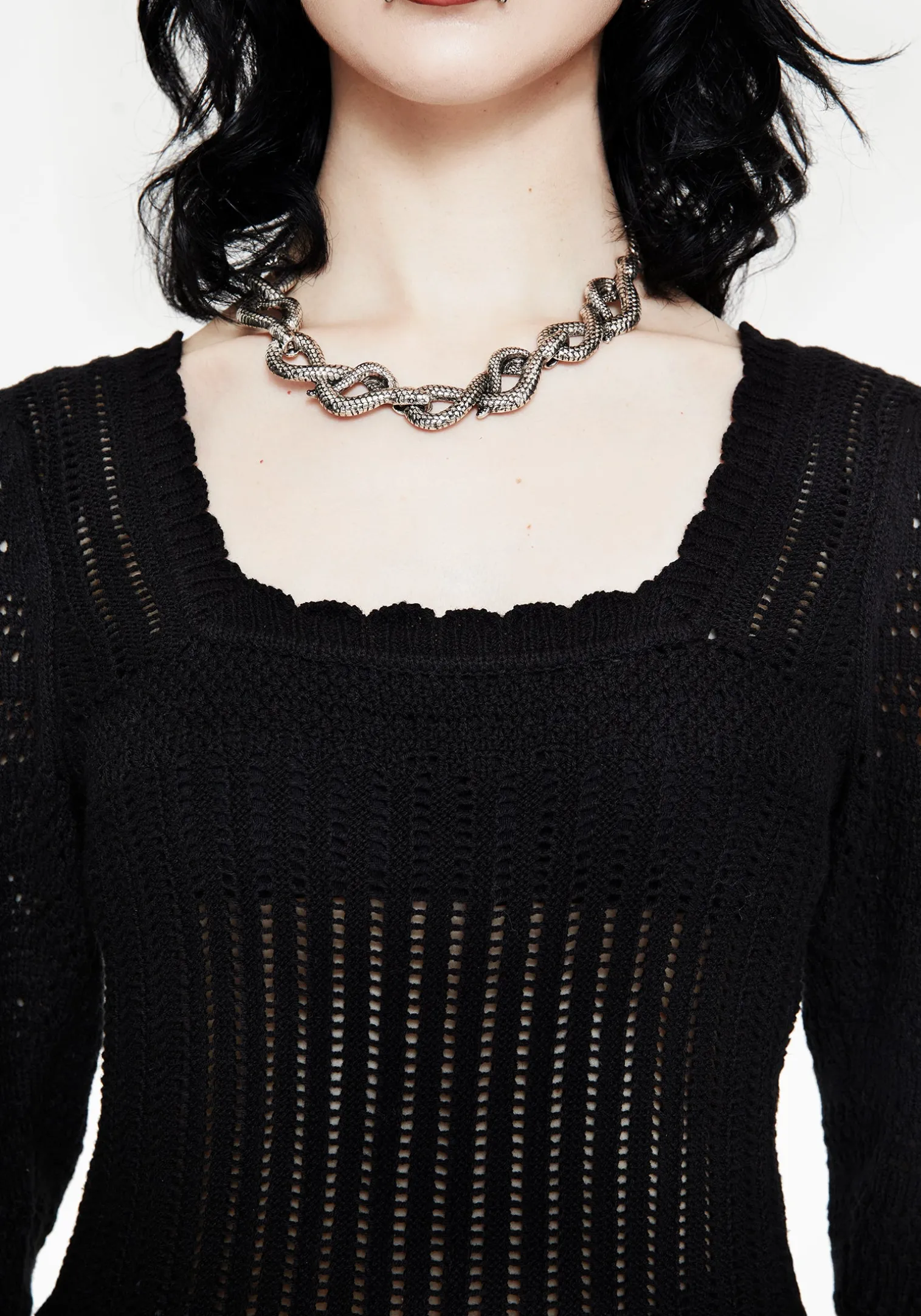 Danica Ladder Stitch Square Neck Knit Top