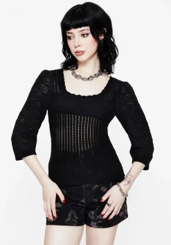 Danica Ladder Stitch Square Neck Knit Top