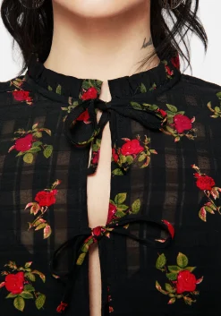 Darcey Floral Print Chiffon Tie-Front Blouse