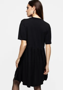 Death Conquers All Floral Skull Embroidered Mini Skater Dress