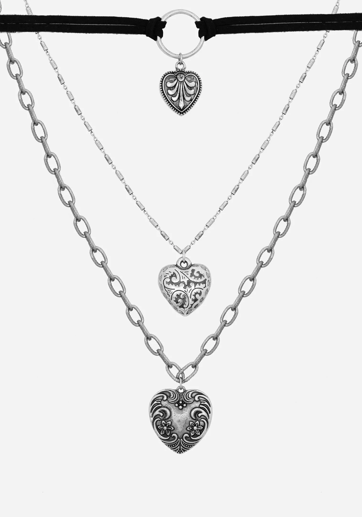 Deceiver Heart Layered Choker Necklace