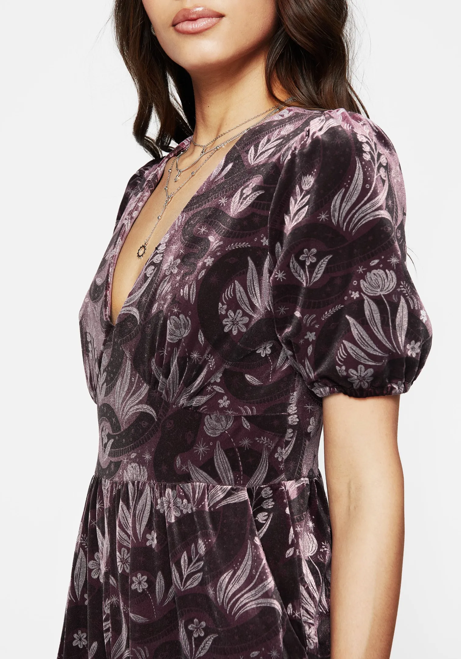 Deception Snake Foil Print Velour Jumpsuit