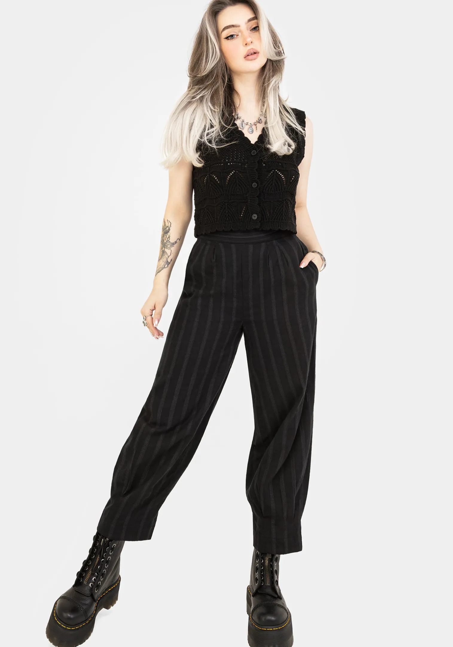 Delores Striped Cotton Balloon Trousers