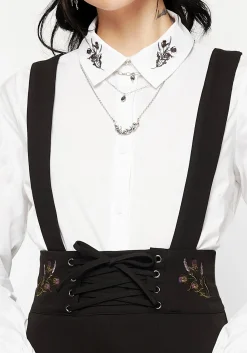 Despair Cotton Thistle Embroidered Button Up Shirt