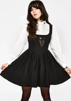 Despair Thistle Embroidered Corset Bodice Pleated Mini Dress