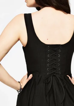 Despair Thistle Embroidered Corset Bodice Pleated Mini Dress
