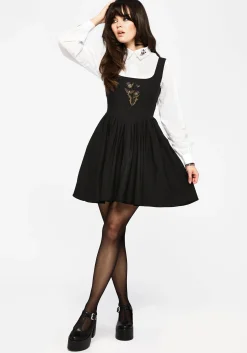 Despair Thistle Embroidered Corset Bodice Pleated Mini Dress