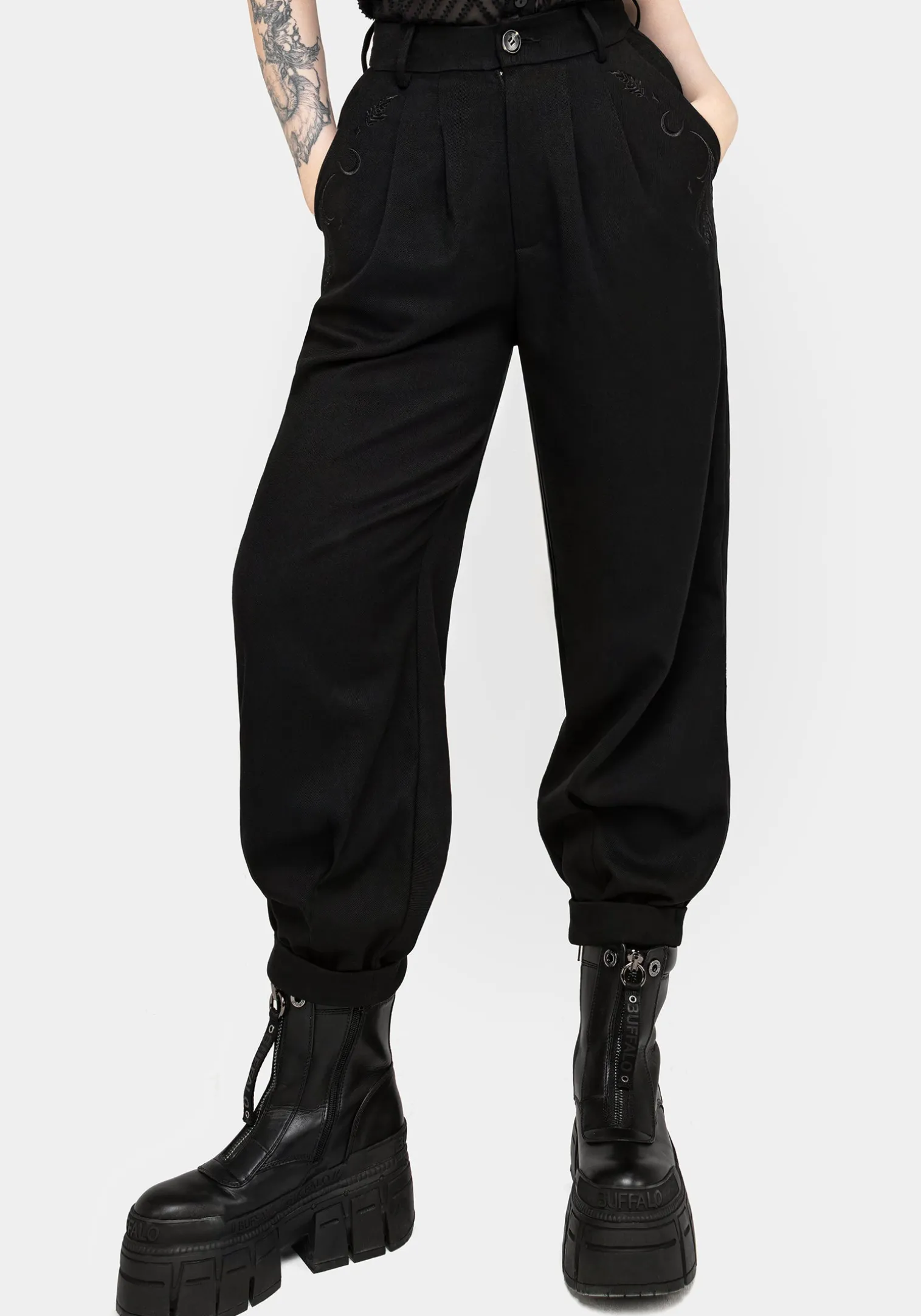 Dianne Embroidered Balloon Trousers - Black