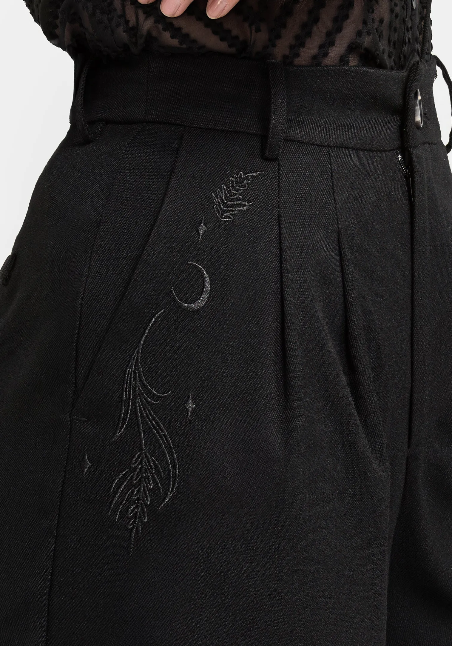 Dianne Embroidered Balloon Trousers - Black