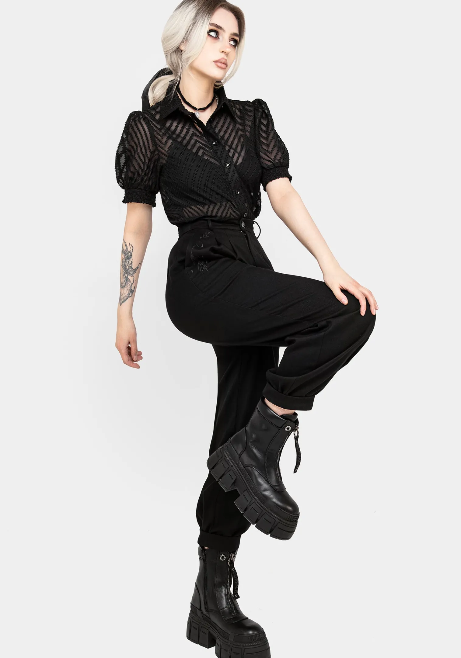 Dianne Embroidered Balloon Trousers - Black