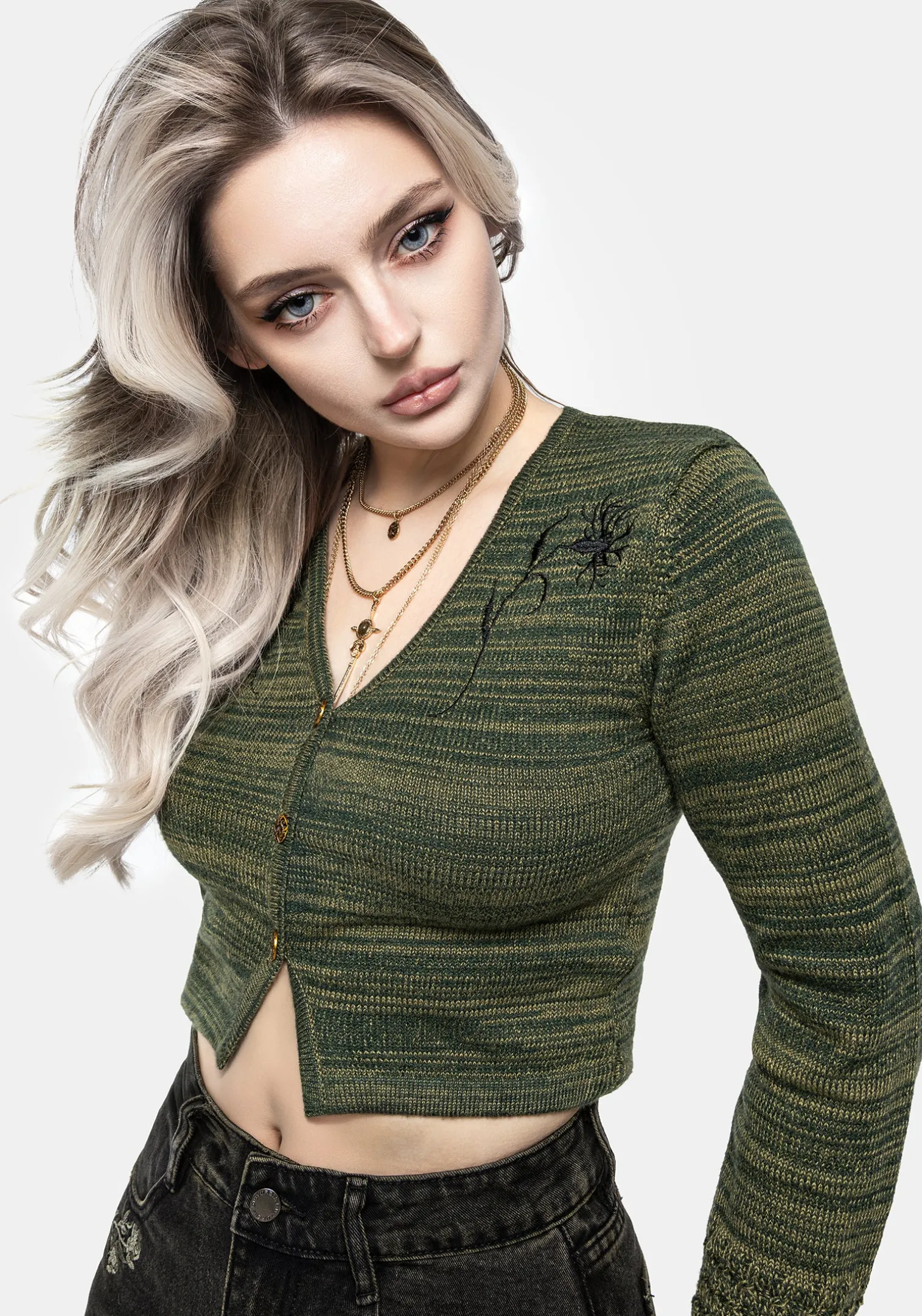 Diastella Floral Embroidered Crop Cardigan