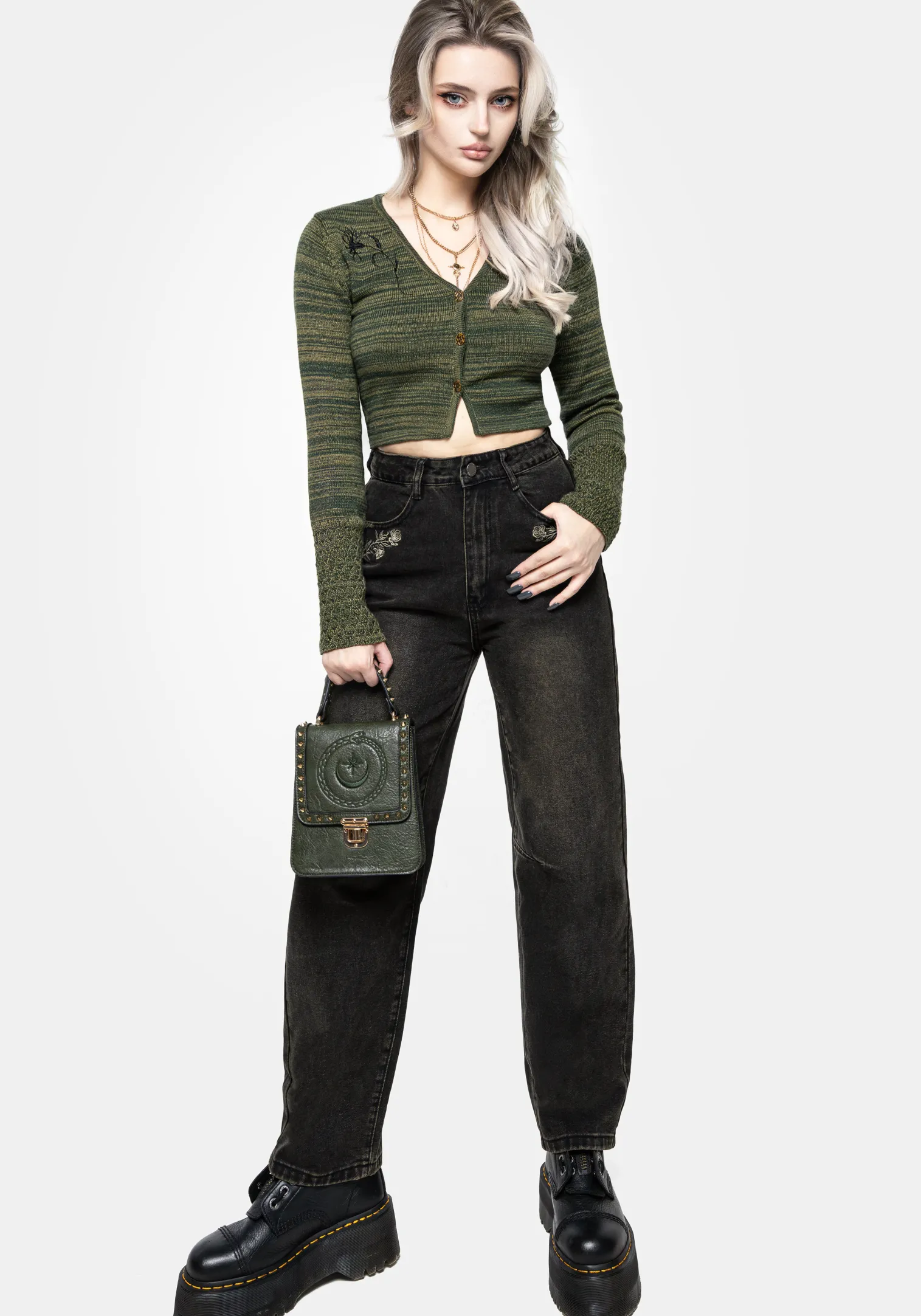 Diastella Floral Embroidered Crop Cardigan