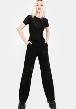 Diastella Floral Jacquard Rib Knit Trousers