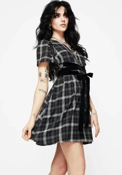 Dilemma Check Mini Smock Dress