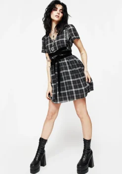 Dilemma Check Mini Smock Dress