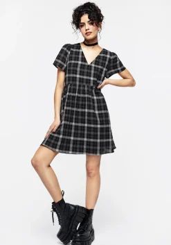 Dilemma Check Mini Smock Dress