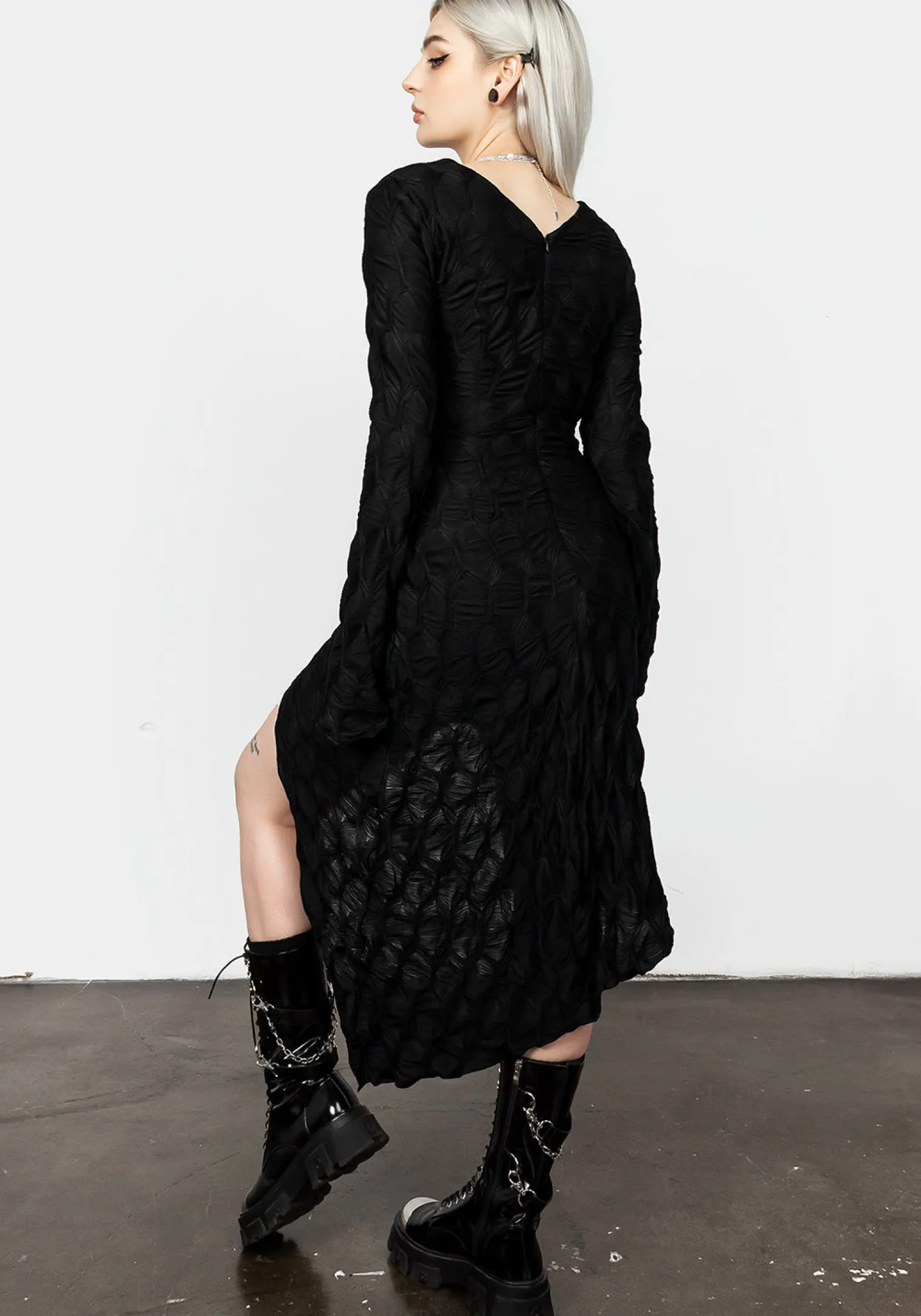 Disquiet Asymmetric Midi Dress
