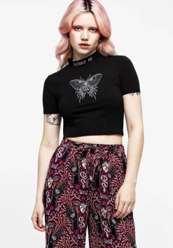 Dolore Rib Embroidered Crop Top
