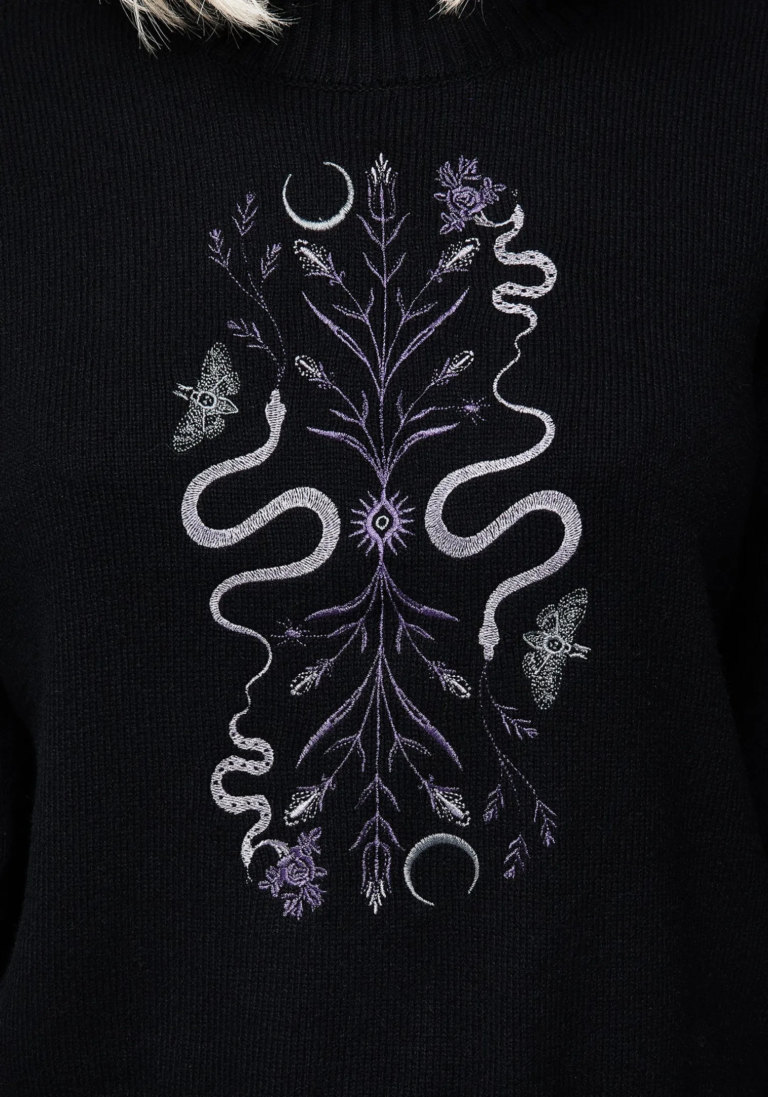 Dominion Snake Embroidered Knit Sweater