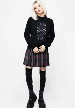 Dominion Snake Embroidered Knit Sweater