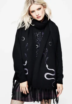 Dominion Snake Embroidered Knit Sweater