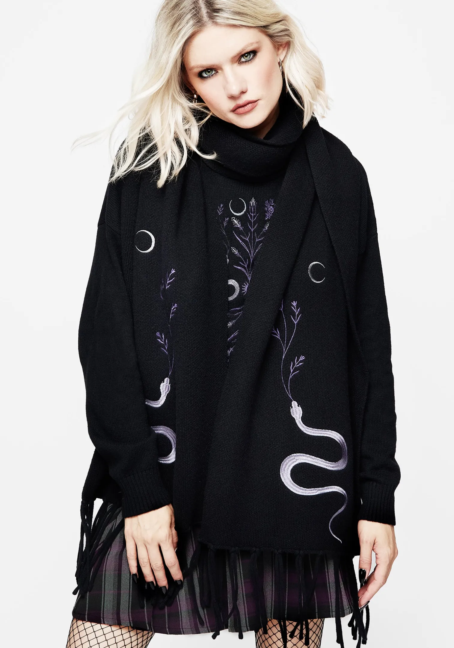 Dominion Snake Embroidered Knit Sweater