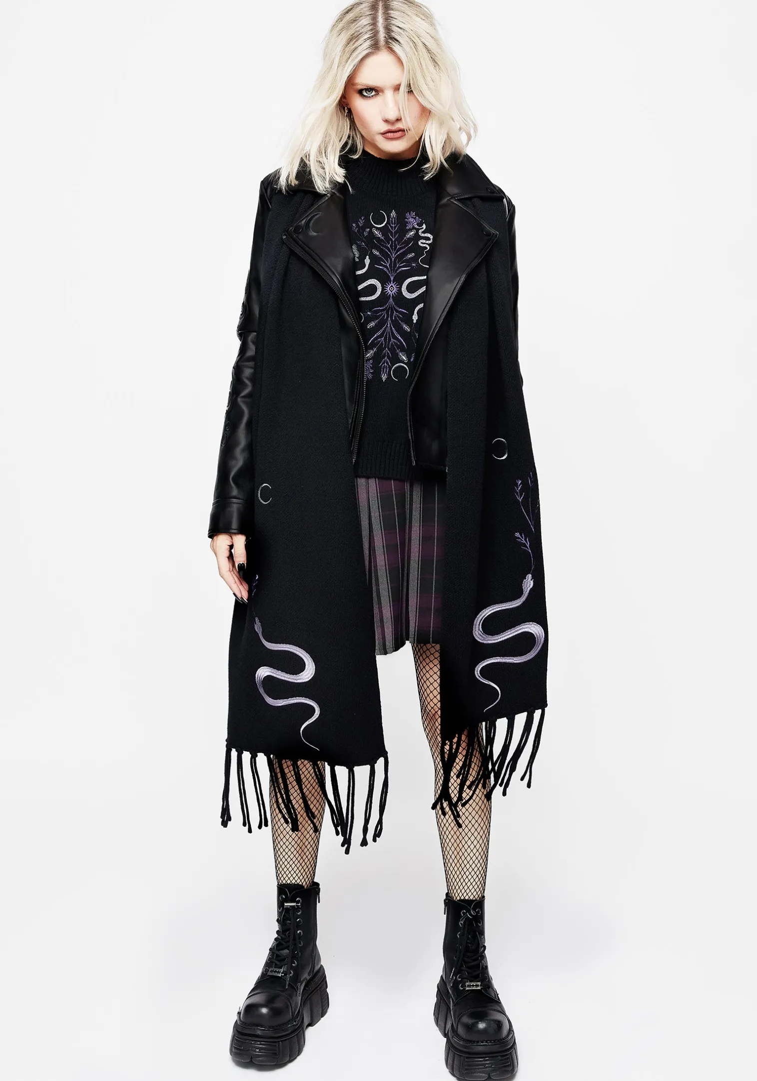 Dominion Snake Embroidered Scarf