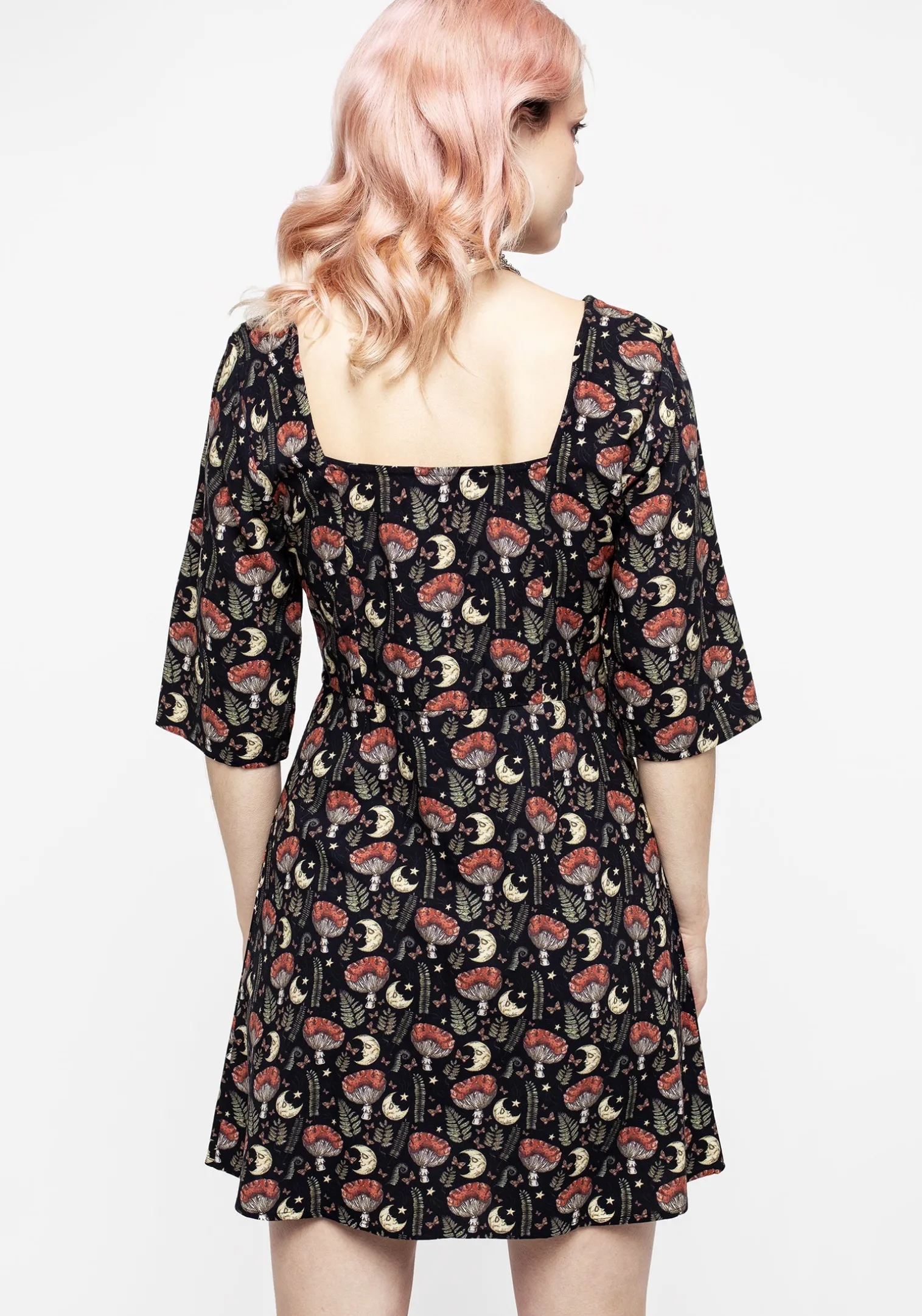 Dreamfast Mushroom Moon Print Mini Dress