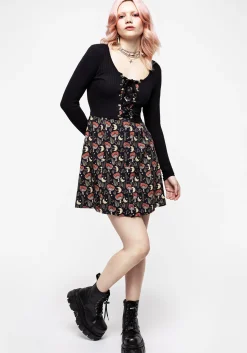 Dreamfast Mushroom Moon Print Mini Dress