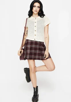 Drifter Pointelle Knit Button Up Top