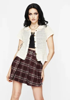 Drifter Pointelle Knit Button Up Top