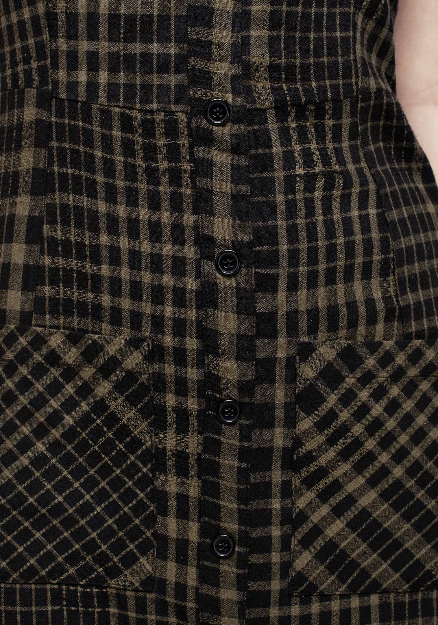 Dropout Check Sleeveless Button Down Midaxi Dress