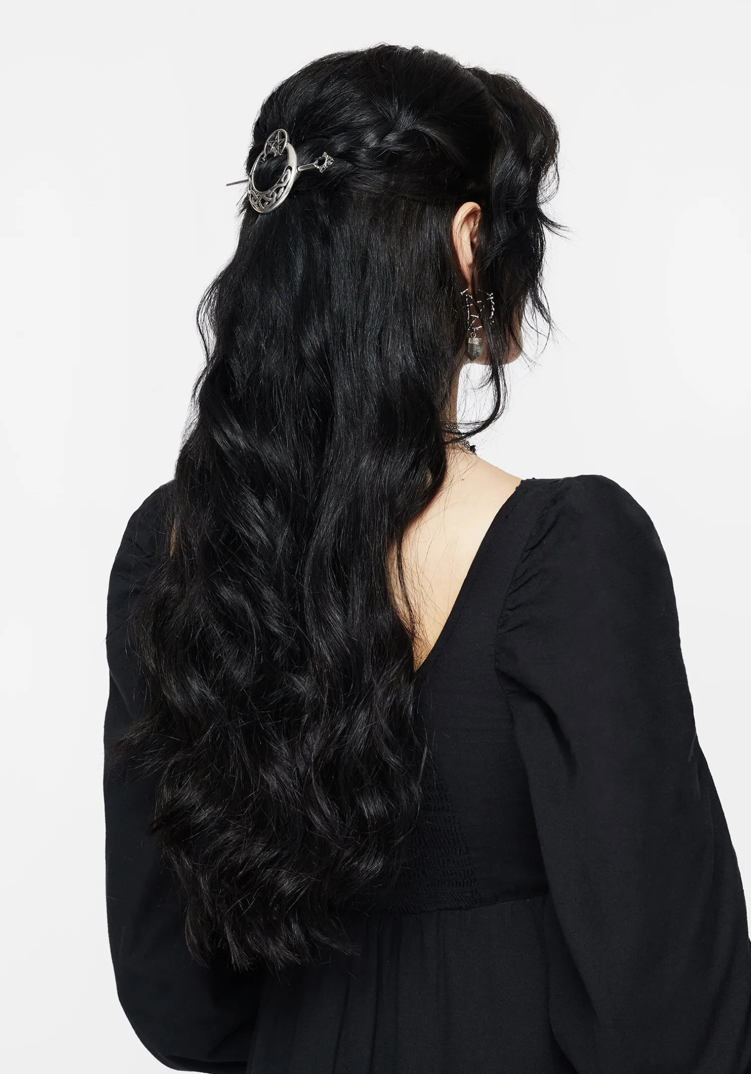 Druantia Pentagram Moon Hair Slide with Pin