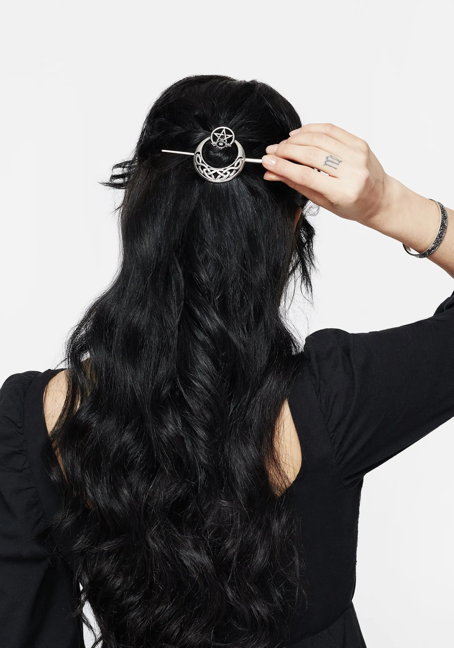 Druantia Pentagram Moon Hair Slide with Pin