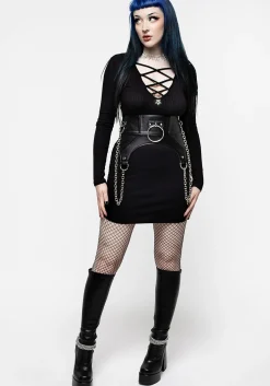 Ebony Plunging Neckline Rib Bodycon Mini Dress