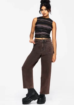 Echo Autumnal Leaf Embroidered Pocket Detail Cropped Jeans