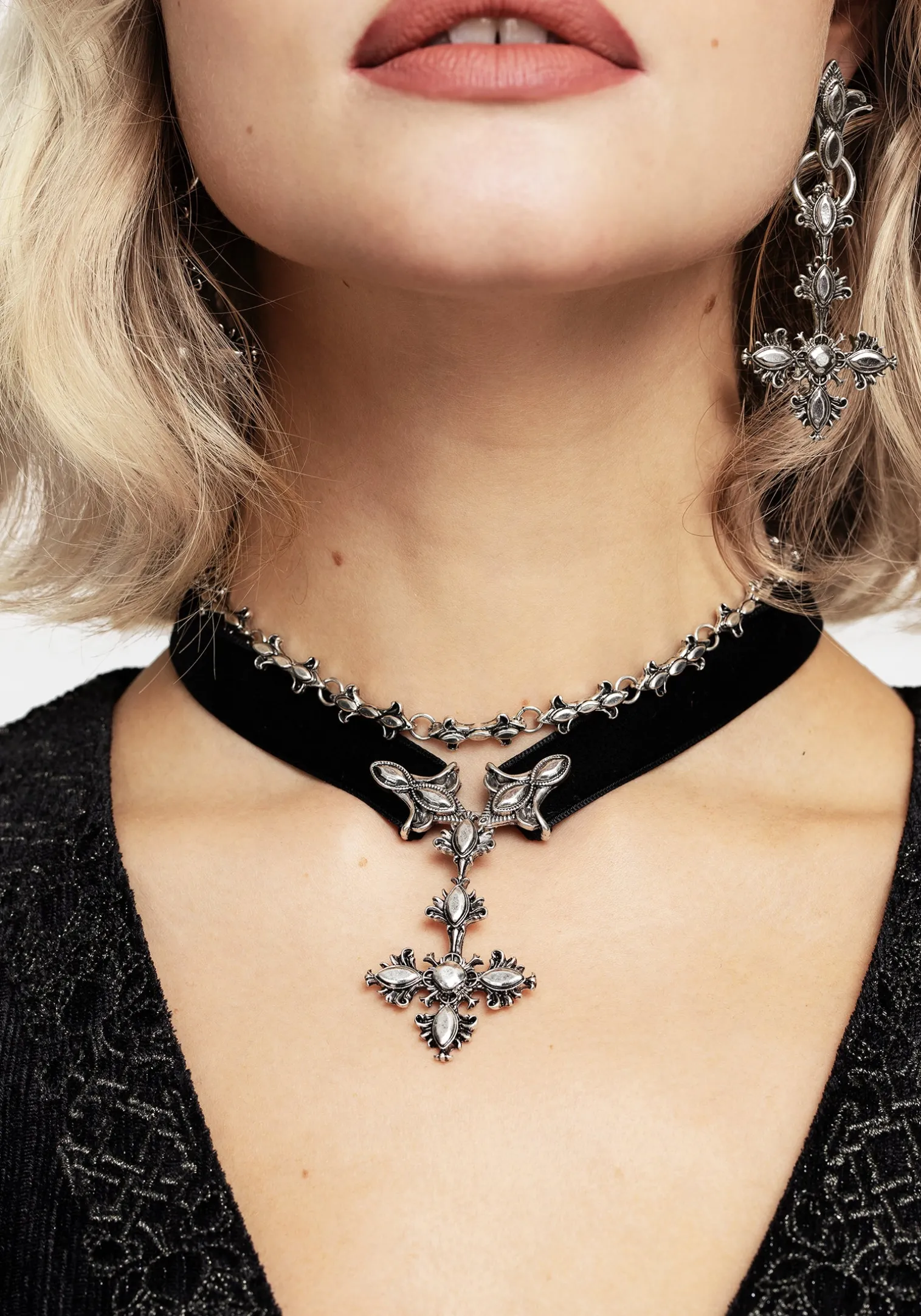 Edwina Cross Choker Necklace