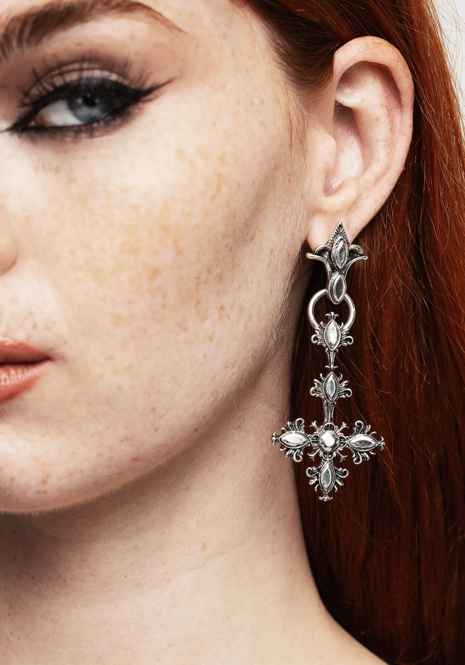 Edwina Cross Drop Earrings