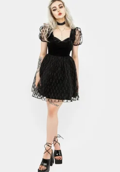 Ellipse Embroidered Tulle Puff Mini Dress