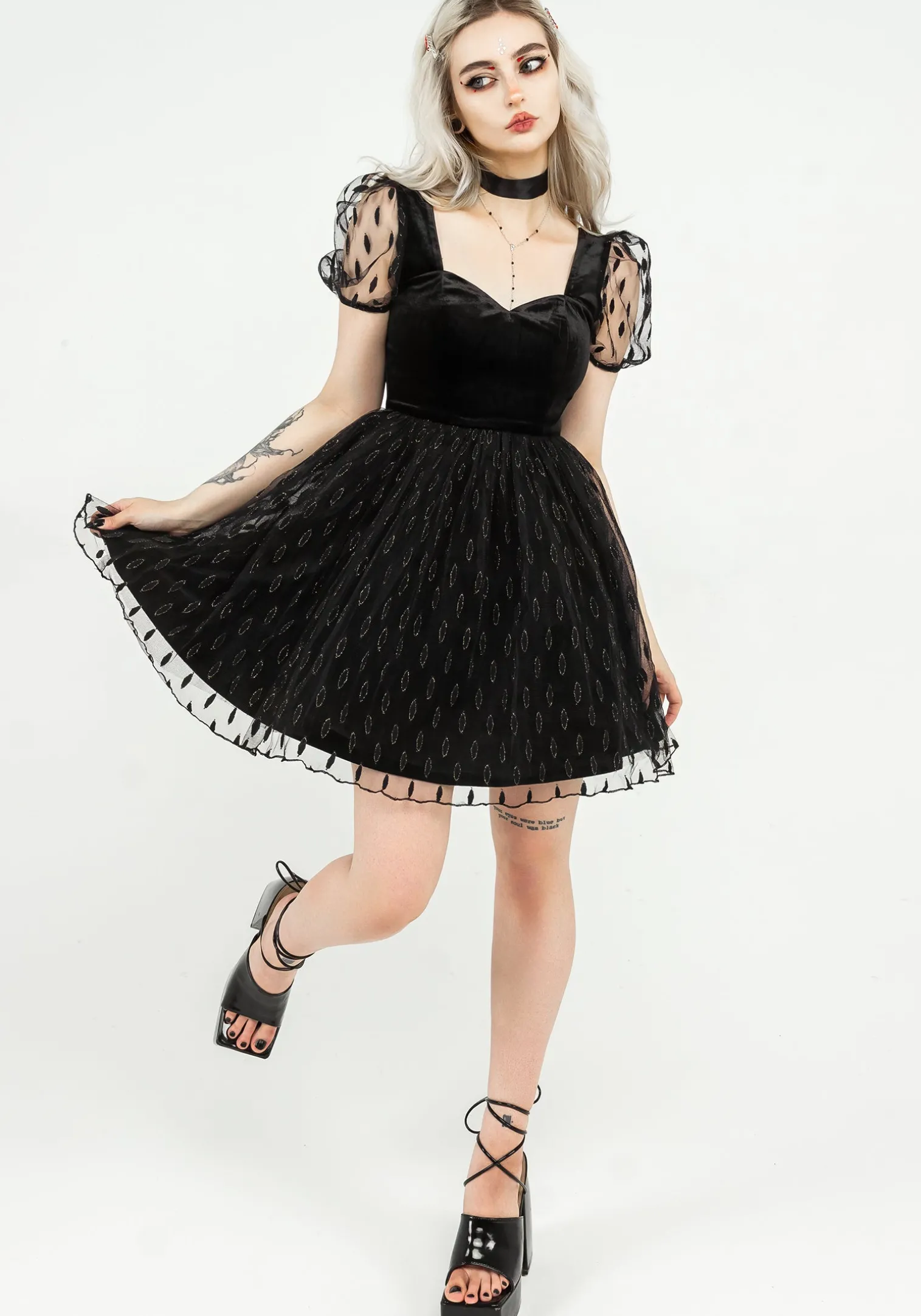 Ellipse Embroidered Tulle Puff Mini Dress